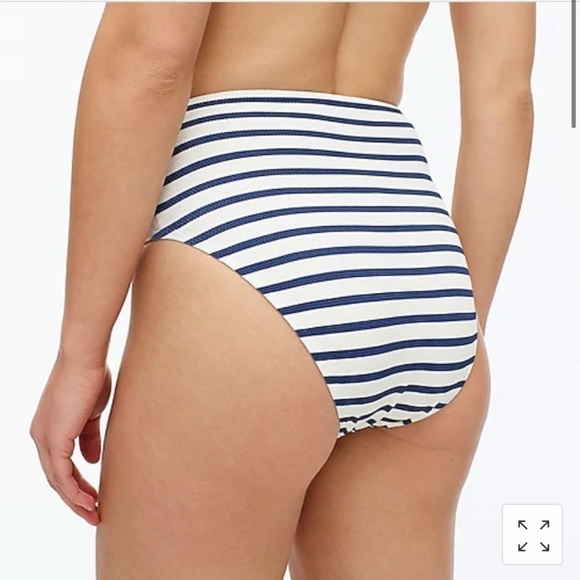 J.Crew High cut waist bikini bottom textured stripe AU850 - Picture 3 of 5